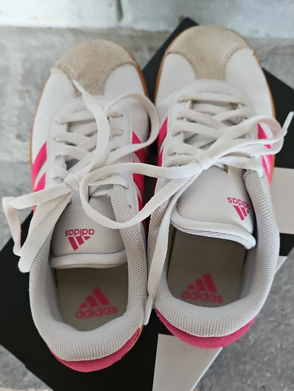 Girl's Adidas VL Court 3.0 Size 13 Pink & White